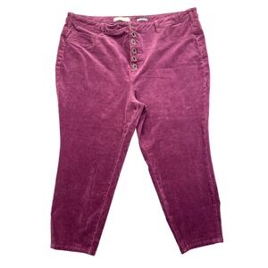 Anthropologie Pilcro High Rise Skinny Corduroy Button Fly Pants 26W Fit 43" Boho